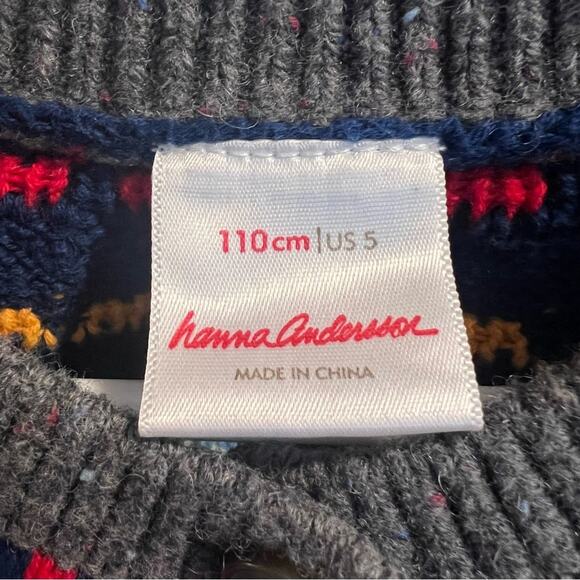 Hanna Andersson Flecked Dark Heather Grey Fair Isle Cardigan Sweater Size 5 - Picture 3 of 7